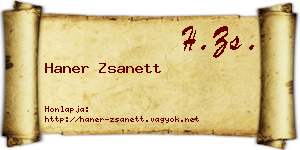 Haner Zsanett névjegykártya